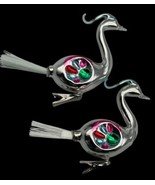 Vintage Silver Metal Glass Birds Ornaments Mercury Swans Clip-on Christmas  - $583.12 MXN