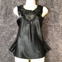 Vintage Cami Slip Size Large Black Lace Trim Camisole Chemise 1990s - £9.97 GBP