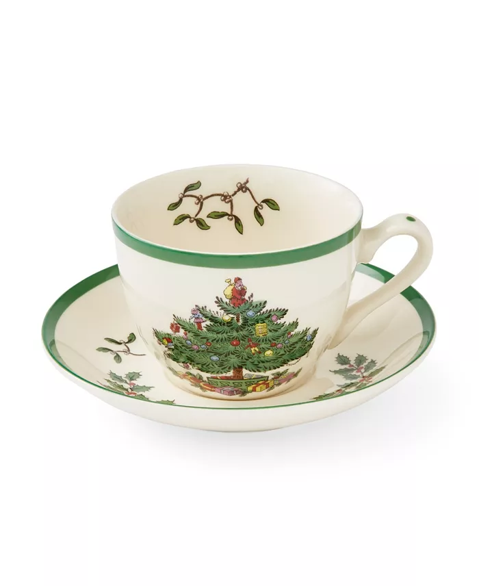 Spode Christmas Tree Teacup and Saucer - $236.87 MXN