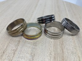 Beautiful Lot of 5 Stainless Steel Ring Bands Size 12 - 12 1/2 - $475.17 MXN