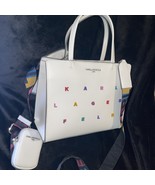 KARL LAGERFELD PARIS MAYBELLE SATCHEL CROSSBODY BAG WHITE LOGO NEW - $4,155.63 MXN