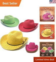 Vibrant Multicolored Straw Cowboy Hats - 12-Pack for Cowgirls and Cowboys - €67,75 EUR