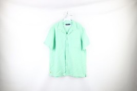 Vtg Ralph Lauren Mens Large Linen Silk Double Pocket Collared Camp Button Shirt - £61.98 GBP