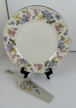 Cake Plate &amp; Server New Andrea by Sadek 10.5 Inches Diam. Floral Design ... - £14.16 GBP