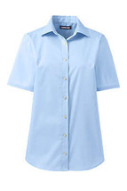 Lands End Uniform Little Girls Size 6 Short Sleeve Woven Blouse, Light Sea Blue - $15.99