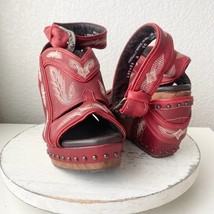 Lane Boots LEXINGTON Womens Red Wedges 10 Western Sandals Cowgirl Wooden... - $158.40