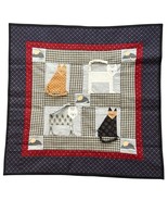 Patchwork Cats &amp; Mice Wall Hanging Quilt 3D Tails 24&quot; Square Calico Hand... - $26.50