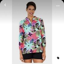 Nwt Tracy Negoshian vibrant Aniston blooming shirt beautiful! $96 sz XS - £40.35 GBP
