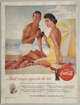1955 Print Ad Coca-Cola Soda Pop Couple Drink Bottles of Coke on Beach - £13.34 GBP