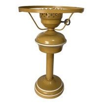 Vintage Yellow &amp; White Striped Toleware Lamp Metal Desk/Table Hurricane Light - £33.75 GBP