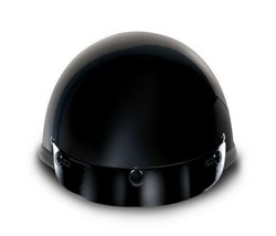 Daytona Skull Cap SMOKEY W/ SNAPS-HI-GLOSS BLACK Motorcycle Helmet 1006A - £41.90 GBP