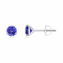 Natural Tanzanite Round Solitaire Stud Earrings in 14K Gold (Grade-AAAA, 5MM) - £656.95 GBP