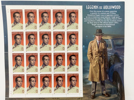 Humphrey Bogart, Legends of Hollywood, Full Sheet of 20 x 32-Cent Postage Stamps - £20.04 GBP