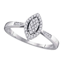 10kt White Gold Womens Round Diamond Oval Cluster Ring 1/8 Cttw - £175.05 GBP