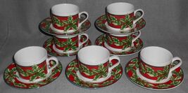 1994 Set (7) International Tableworks CHRISTMAS CELEBRATION Cups and Sau... - $31.67