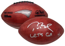 TOM BRADY Autographed &quot;Let&#39;s Go&quot; Metallic Patriots Logo Football FANATIC... - £2,874.08 GBP