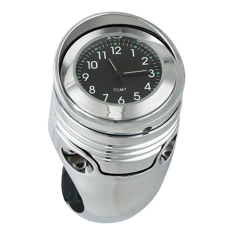 Motorcycle Universal Aluminum 1 1/4&quot; 1.25&quot; Chrome Handlebar Mount Clock  Harley  - £196.23 GBP