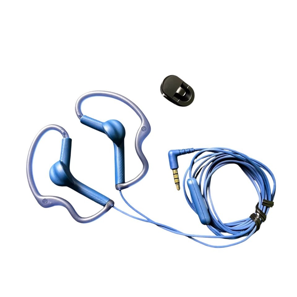 Sony SPORTS Running EARHOOK In-ear HEADPHONES - BLUE MDR-AS210 with mic  			