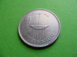 Irish Millennium One Pound Commemorative Coin Ireland 2000 £1 Harp Boat - £6.75 GBP