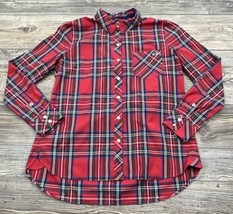 Vineyard Vines Button Up Lightweight Twill Shirt Womens 8 Red Plaid Styl... - £14.02 GBP