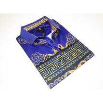 Men's Sports Polo Shirt Barocco Fashion Printed Short Sleeves Soft BSP612 Indigo image 3