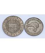 Plein De 2 New Zealand Argent Pièces (1941 Florin Et 1943 1/2 Couronne) ... - $1,441.68 MXN