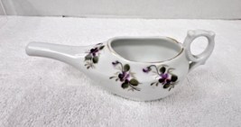 Victorian Invalid Baby Feeder w Hand Painted Violets Gold Trim 5 3/4 Inch - $24.26