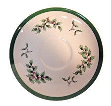 Spode Christmas Tree Saucer White Wide Green Band 5.5&quot; S3324 A Replaceme... - $12.00