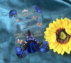 Acrylic Quinceanera Invitation,10pcs Transparent Wedding Invite,Favor De... - £24.99 GBP+