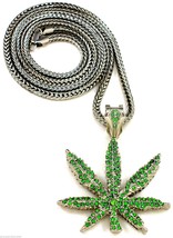 Cannabis Weed Leaf Necklace New Kush Pendant with 36 Inch Chain Hip Hop Pot - £26.49 GBP