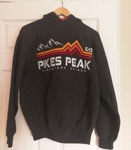 Vintage Pikes Peak Prairie Mountain Gray Logo Hooded Sweatshirt Men&#39;s M Medium - £19.45 GBP