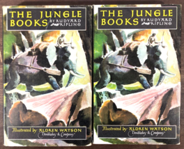 The Jungle Books Volume 1 &amp; 2 Rudyard Kipling 1948 Vintage Hardcover w/ D Js - £19.49 GBP