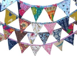 Colorful Fabric Bunting Banner Prop Wedding Decoration Handmade Bunting ... - $15.68+