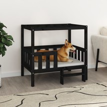 Dog Bed Black 95.5x73.5x90 cm Solid Wood Pine - £72.69 GBP
