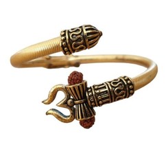 Om namo shivay bracelet kara hindu kada trishul trident rudraksha bead b... - $28.98