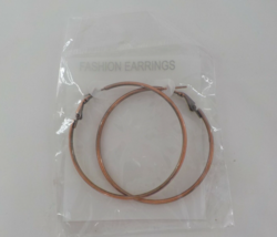 2 Inch Lever Back Hoop Fashion Earrings Copper Color Jewelry Statement Women Nip - £3.93 GBP