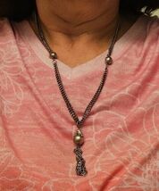 Vintage Double Rope Necklace Long Chain Tassel Pendant Costume Jewelry 22” - $18.80