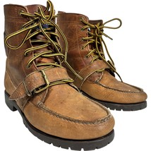 Ralph Lauren Polo Sport Men&#39;s Ranger Lace-up Buckle Brown Leather Ankle ... - $37.05