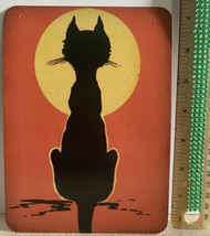Halloween Decor Vintage Style Die Cut Black Cat Moon 5 X 7” - £3.10 GBP