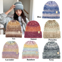 Hatzzi - Winter Color Gradient Woven Knit Beanie - £15.68 GBP