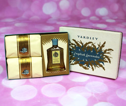 Vintage YARDLEY English Lavender Gift Set 2 Wrapped Soaps Mostly Empty Bottle - $39.59