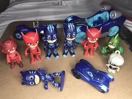 PBS PJ Masks Lot of 11 Cat-Car Super Moon Adventure Space Rover Plastic Toys - £12.65 GBP