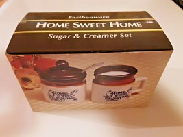 Vintage Home Sweet Home Earthenware Kitchen Decor Cream and Sugar Set Ceramic - £7.72 GBP