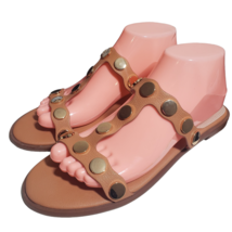 Kensie Womens Mannette Tan Open Toe Studded Slip On Slides Flat Sandals Size 9.5 - £19.74 GBP