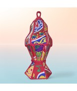 AA143 Handmade Egyptian Tin Lantern – Ramadan Décor Khayamiya Fabric &amp; G... - $70.13