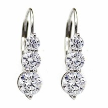 2Ct Round Three Cubic Zirconia Drop Dangle Women Earrings 14K White Gold Plated - £73.02 GBP