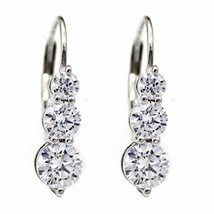 2Ct Round Three Cubic Zirconia Drop Dangle Women Earrings 14K White Gold Plated - £69.92 GBP