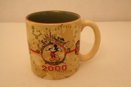 Disneyland 2000 Millennium Mickey Mouse Tan Red Coffee Cup Tea Mug Matterhorn - £31.59 GBP