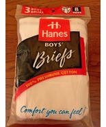 Vintage 1997 NOS Hanes Boys Briefs Underwear Size 8 White Cotton 3 Pair NIP - £23.45 GBP