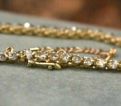 10.00 CT Rundschliff Künstlicher Diamant Tennis Armband 14K Gelb Vergoldet - £111.55 GBP